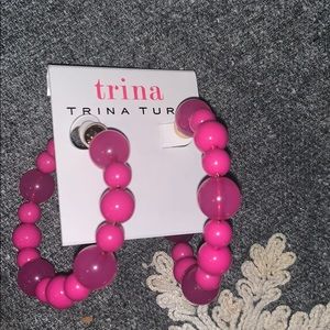 Trina Turk - Resin Beaded Open Hoop Earrings